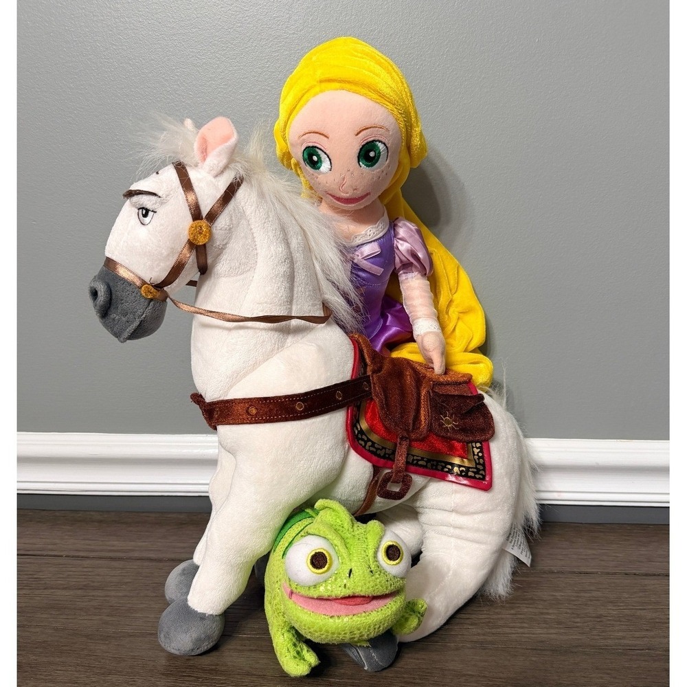 Disney Store Tangled Rapunzel, Maximus the Horse, & Pascal Plush Set